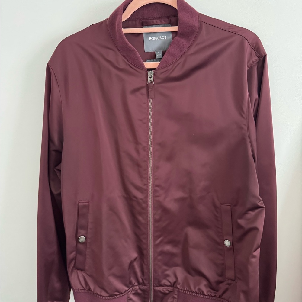 Bonobos Men's Deep Burgundy Bomber Jacket